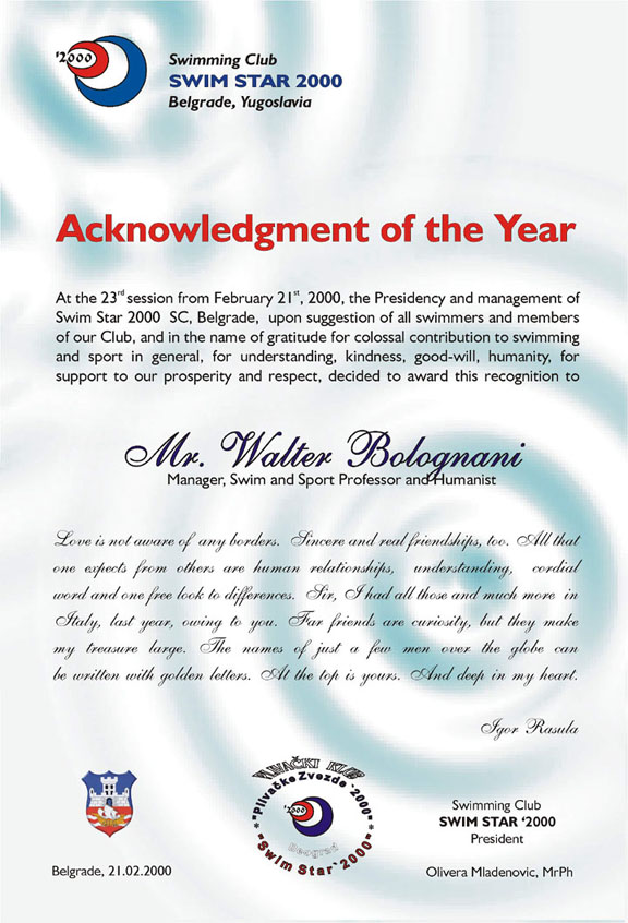 Special Acknowledgment of the Year